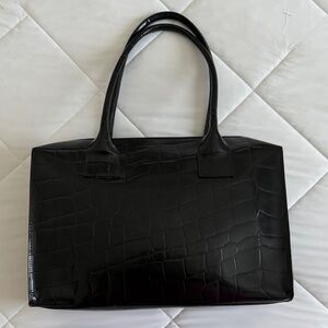 Tosca Blu Classic Black Leather Tote Bag